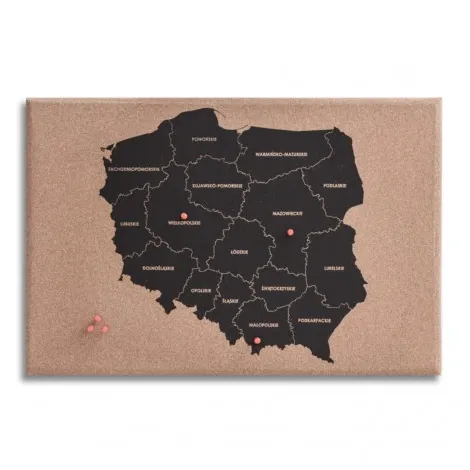 Tablica korkowa dpCraft Mapa Polski, 60x40cm